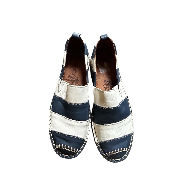 Josef Seibel Sofie Blue and White Espadrille Slip-On Shoes - Picture 6 of 8